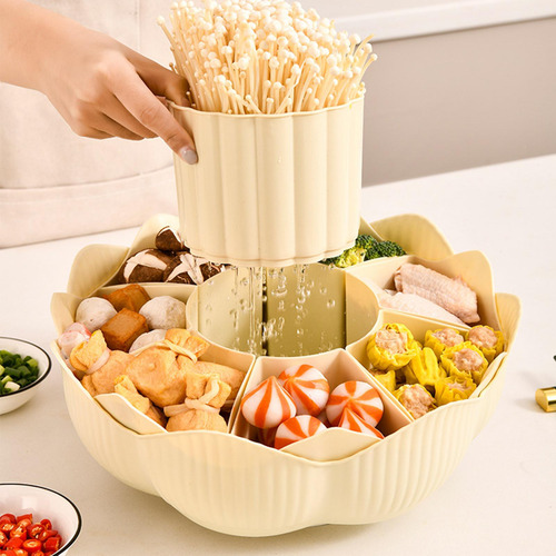 Bandeja De Verduras Dividida, Giratoria De 360°, Fuente De
