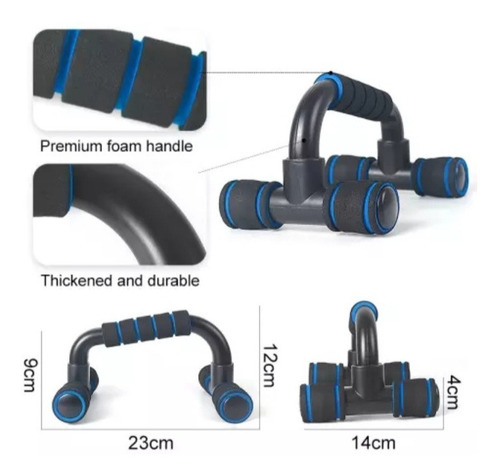 Push Up Para Lagartijas Flexiones Color Negro Y Azul.