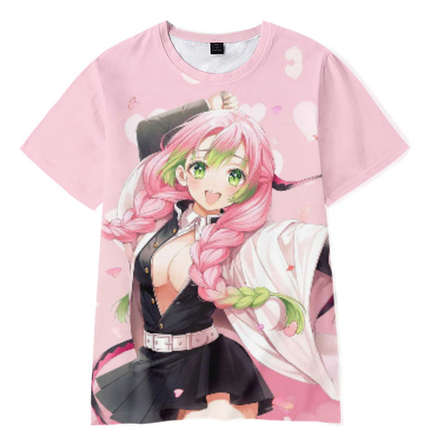 Camiseta #cartoon Print Tees Anime Demon Slayer Para Mujer