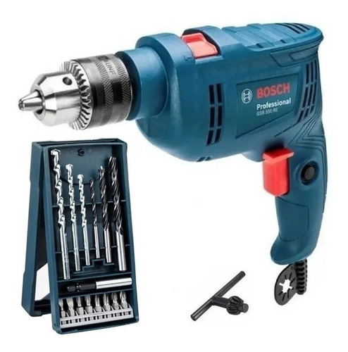 Taladro Percutor Atornillador Bosch Gsb550 550w Mechas Punta