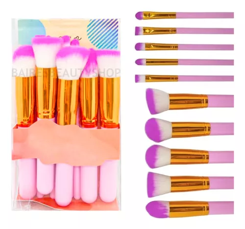 Set X10 Brochas Kabuki Pinceles Maquillaje Incluye Estuche!!