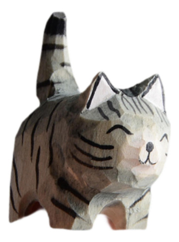 Estatua De Gato Figurado De Madera Sin Agujero Colgante