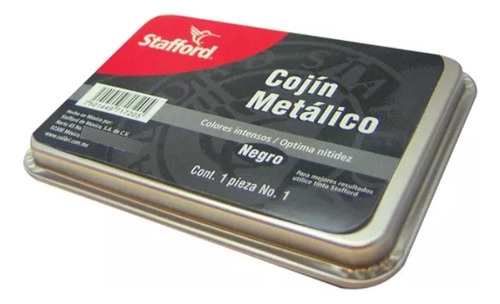 Cojín Para Sellos No.1 Stafford Tinta Negra Estuche Metal 