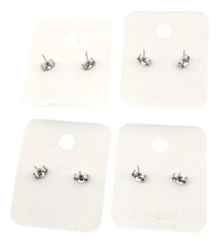 Set De Aretes Broquel Sencillo 4 Pares De Vidrio Y Acero
