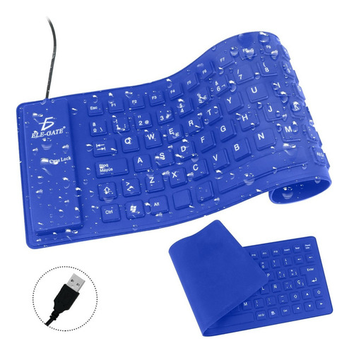 Teclado Alambrico Flexible Usb Pc Laptop Contra Agua Polvo Color del teclado Azul