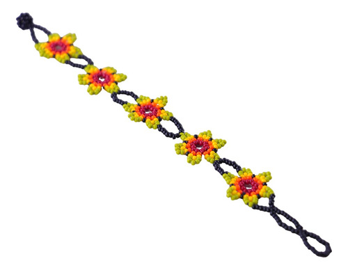 Pulsera Artesanal De Florecitas De Mujer Color 2 Diámetro 5 Cm Largo 18 Cm