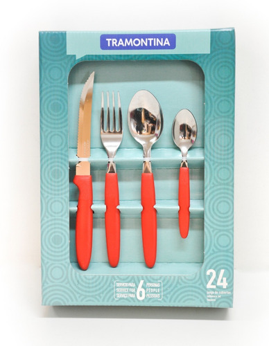 Set Juego De 24 Cubiertos Tramontina  Negro O Rojo Ipanema