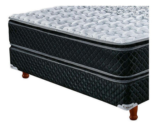 Imagen 2 de 4 de Sommier Cannon Resortes Doral Pillow Top 2 plazas de 200cmx140cm negro y blanco