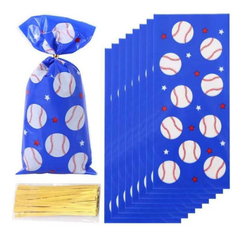 Bolsas De Celofán Motivo Beisbol Pack De 100 Unid