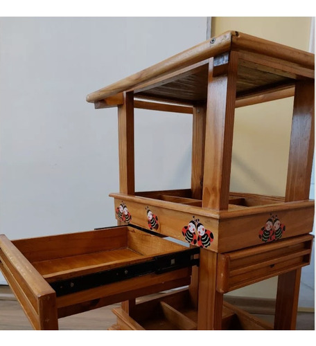 Mesa Organizadora Madera De Pino Con Cajón