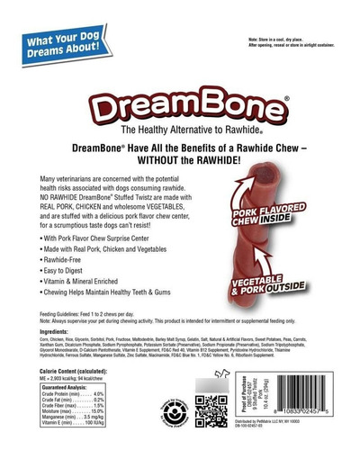 Dreambone Dbst-02457 Pork Stuffed Twist Pet Chew Treats (9 P