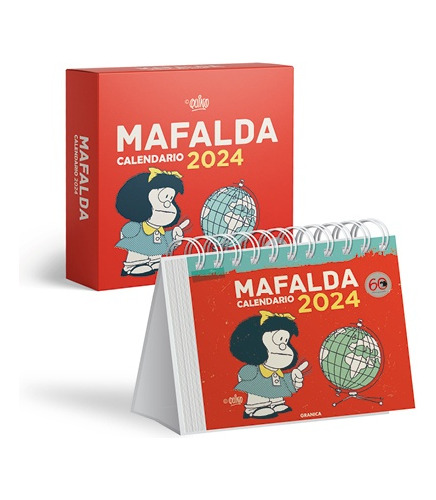 Mafalda Calendario De Escritorio Lujo 2024, Rojo - Quino