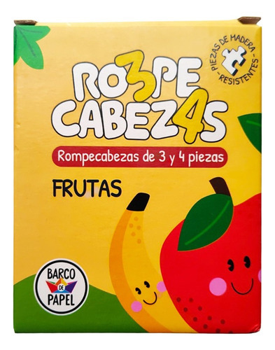 Rompecabezas D Madera Frutas 3/4 Pz Didáctico Barco De Papel