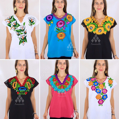 Paca 100 Blusas Artesanales Mexicanas Bordado Varios Diseños