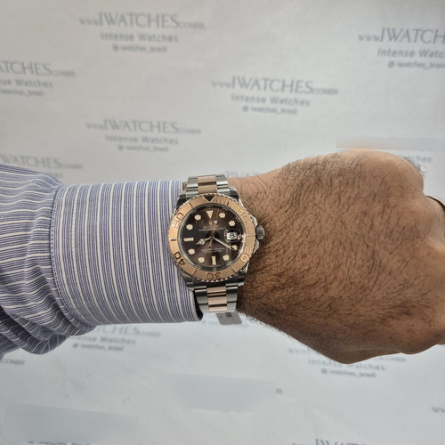 Rolex Yacht-master 40mm Ouro Rosé & Aço Chocolate Dial Ouro Rosê, Prateado Rosé Castanho (Usado)