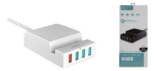 Base De Carga Celular Blanco 4 Puertos Usb Fast D-power Febo