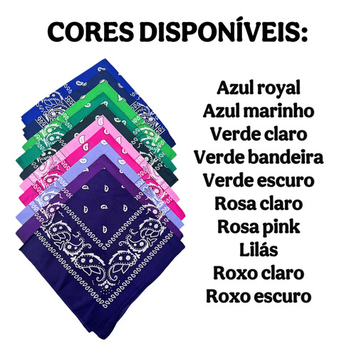 100 Bandanas Estampadas Escolha As Cores Lenço Atacado