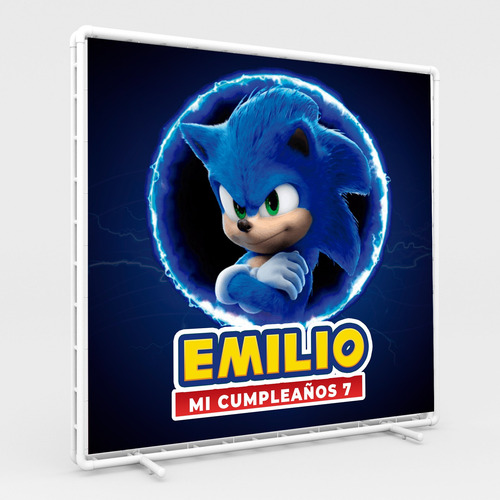 Lona 1 X 1 Metros Personalizada Fiesta Cumpleaños Personajes Sonic