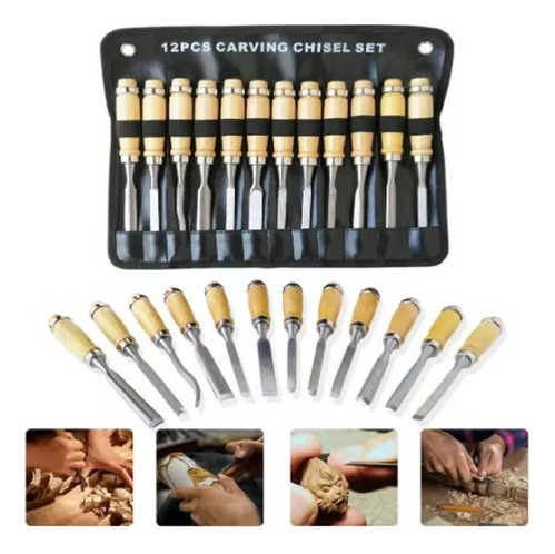 Set 12 Gubias Juego De Cinceles Para Tallar Madera