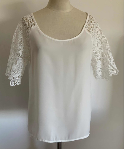 Blusa Blanca Mujer. Divinas Mangas. Talle M #cri8