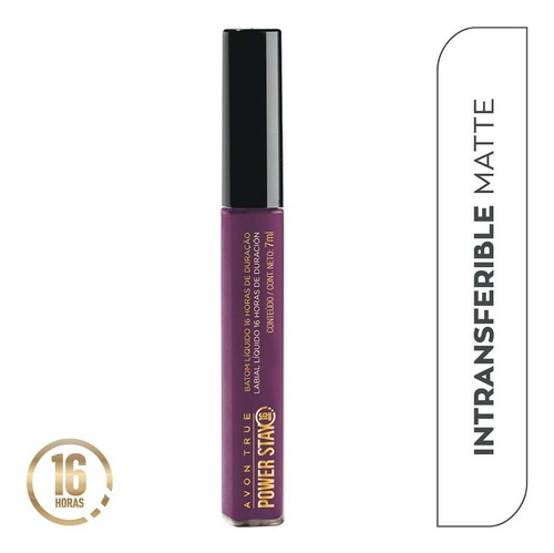 Avon Power Stay Labial Mate Líquido Indeleble 16h Color Power On Plum