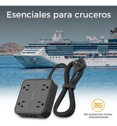 An Enchufe Plano Ultrafino Power Strip De 3 M, 4 Salidas, 1