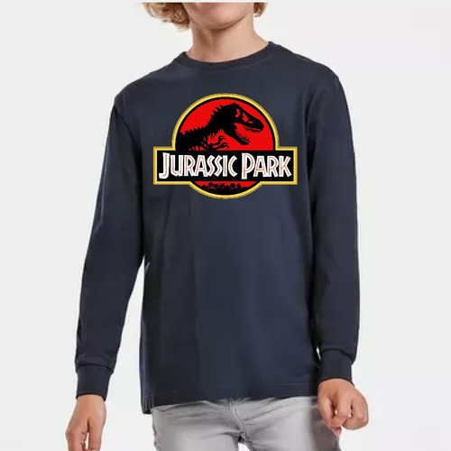 Polera Manga Larga Algodón Niños Jurassic Park Dinosaurios