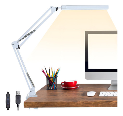 . A Luminária De Mesa Led Tem Um Braço Ajustável De 360
