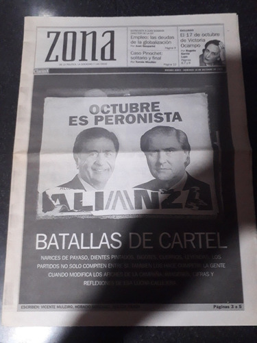 Diario Clarín Zona 10 10 1999 Elecciones Publicidad Duhalde 