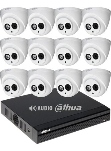 Kit Seguridad Dahua Dvr 16 + 12 Camaras Audio 2mp Ext