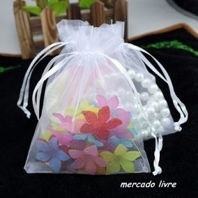 80 Saquinhos De Organza 7x9 Cm Lembrancinhas Fita De Cetim