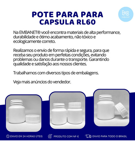 Potes 60ml Para Remédios Com Tampa Lacre - 25 Unidades