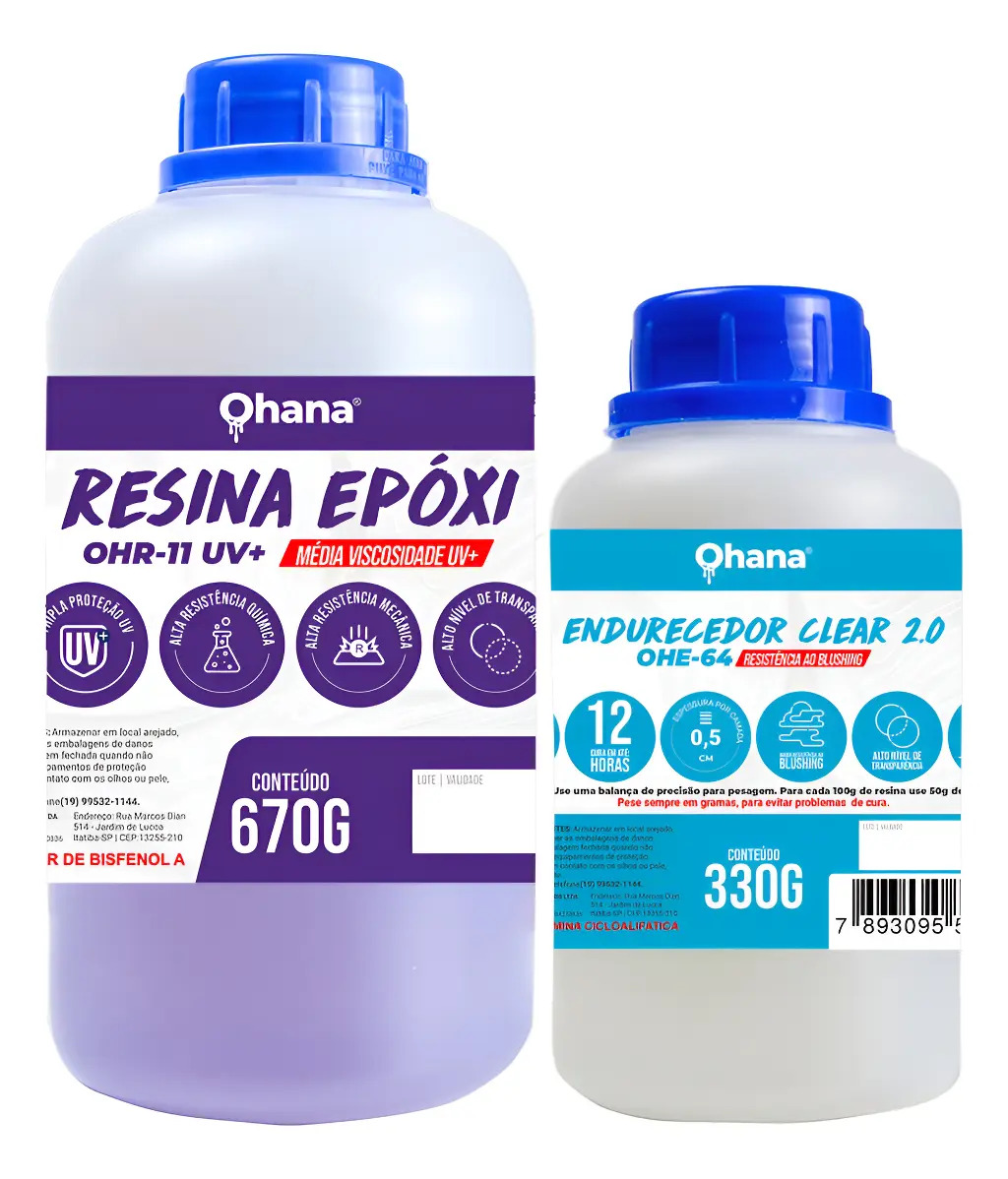 Resina Epóxi Ohana Incolor 1kg Média Viscosidade Para Artesanato