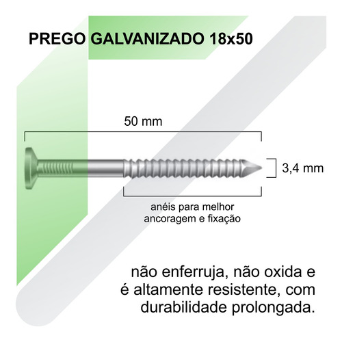 Imagem 2 de 6 de Prego Galvanizado Anelado 18x50