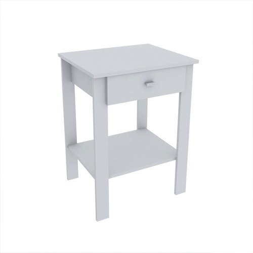 Imagen 4 de 5 de Mesa De Luz Mesita Cajon Estante Blanco
