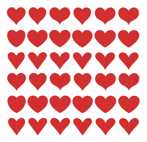 Sticker Corazón San Valentín Vinil (72 Pz Color Rojo)