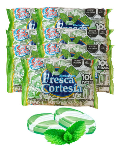 Caramelo Hierbabuena Macizo 2400pz Fresca Cortesía Cool Toon