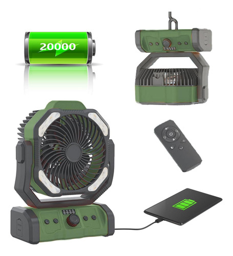 Smarttail Ventilador Portátil Camping Con Batería Y Linterna