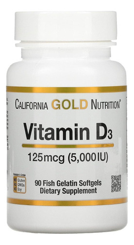 Vitamina D3 125 Mcg (5000 Ui) California Gold Nutrition 90pz Sabor Sin Sabor