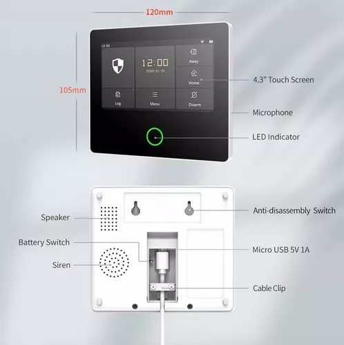 Sistema de alarma para seguridad del hogar, pantalla táctil completa  inalámbrica de 4.3 pulgadas, sistema de alarma 4G WiFi para el hogar con  alerta