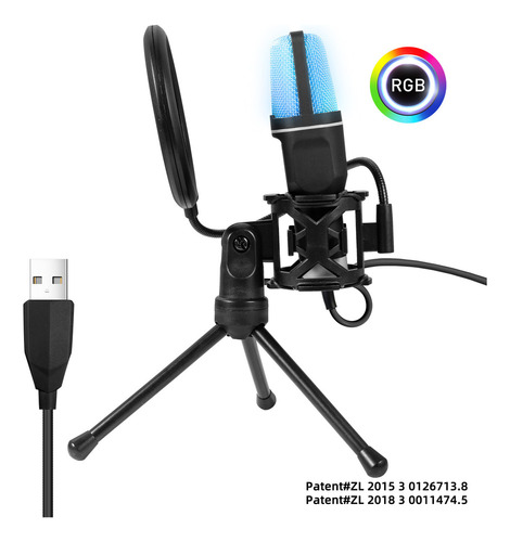 Cyz Micrófono De Condensador Sf-666r Rgb Con Soporte A