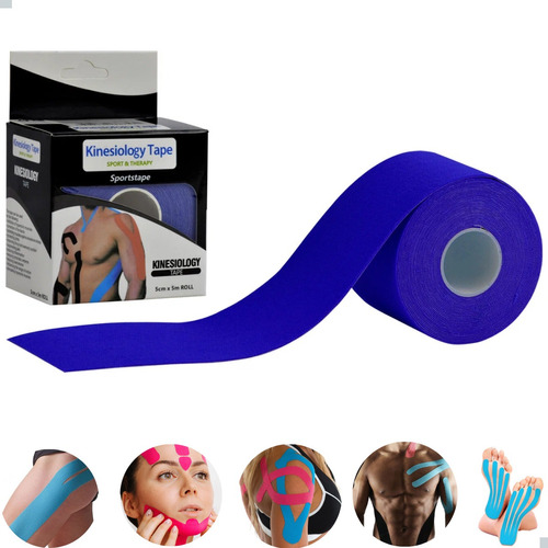 Kit 5 Kinesio Tape Bandagem Taping Muscular Cor Azul Fita