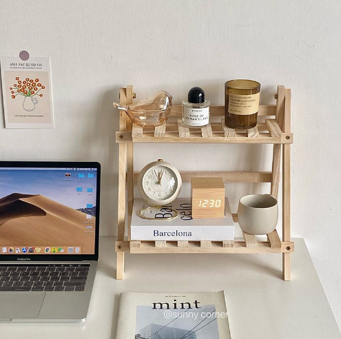 Organizador De Estantes De Escritorio De Madera De 2 Niveles
