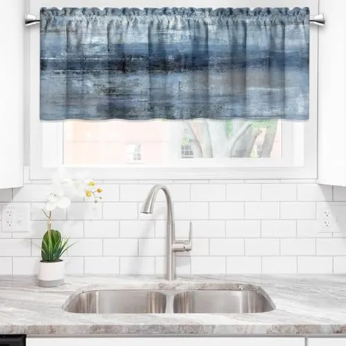 Cenefas De Cocina Azul Y Gris Para Ventanas, Cenefa