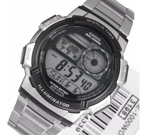 Imagen 2 de 7 de Reloj Casio Digital Ae1000wd-1a 100m Crono Alarma Pr 10%