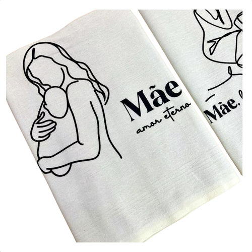 Pano Prato Extra Grande Estampado Dia Das Mães Algodão Cru Modelo 4