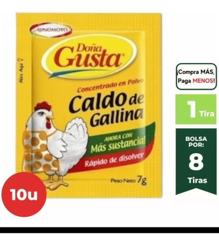 Concentrado En Polvo Doña Gusta Caldo Sabor Gallina X 10 Und