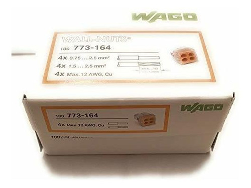 Conector De Cable Wago 600 V Claro 4 Conductores 100 / Caja