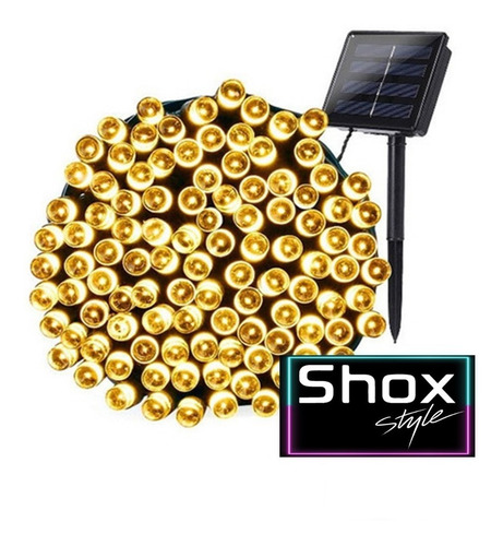Imagen 6 de 10 de Guirnalda Solar Luces Led Exterior 10 Metros Lineal Shox