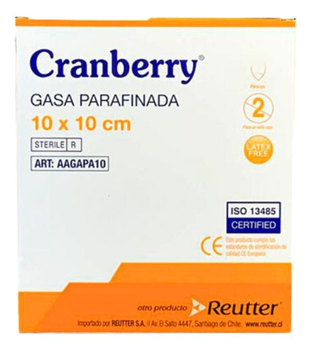 Gasa Parafinada 10cm X 10cm Caja De 10 Unidades Cranberry